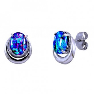 澳洲本地黑澳宝(8x6mm) 耳环